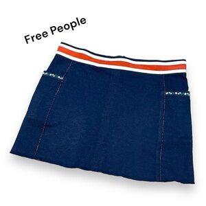 Free People Floral Pocketed Jean Skirt